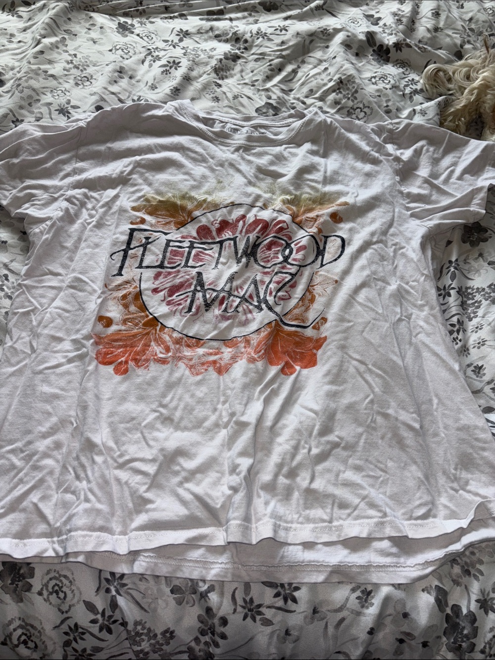 Fleetwood Mac White Graphic Tee - Floral Band Design